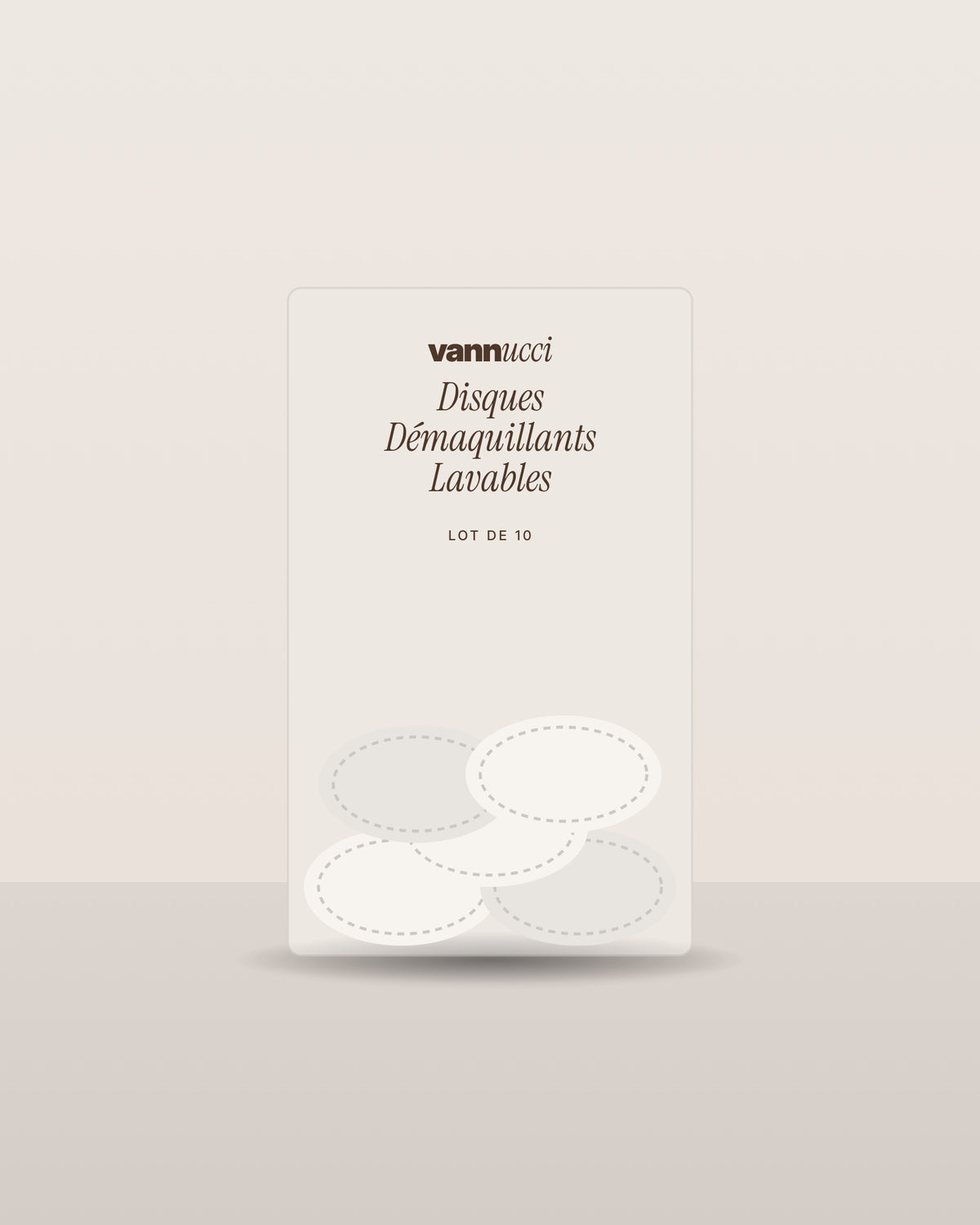 Disques Démaquillants Lavables Vannucci, disques sur fond clair