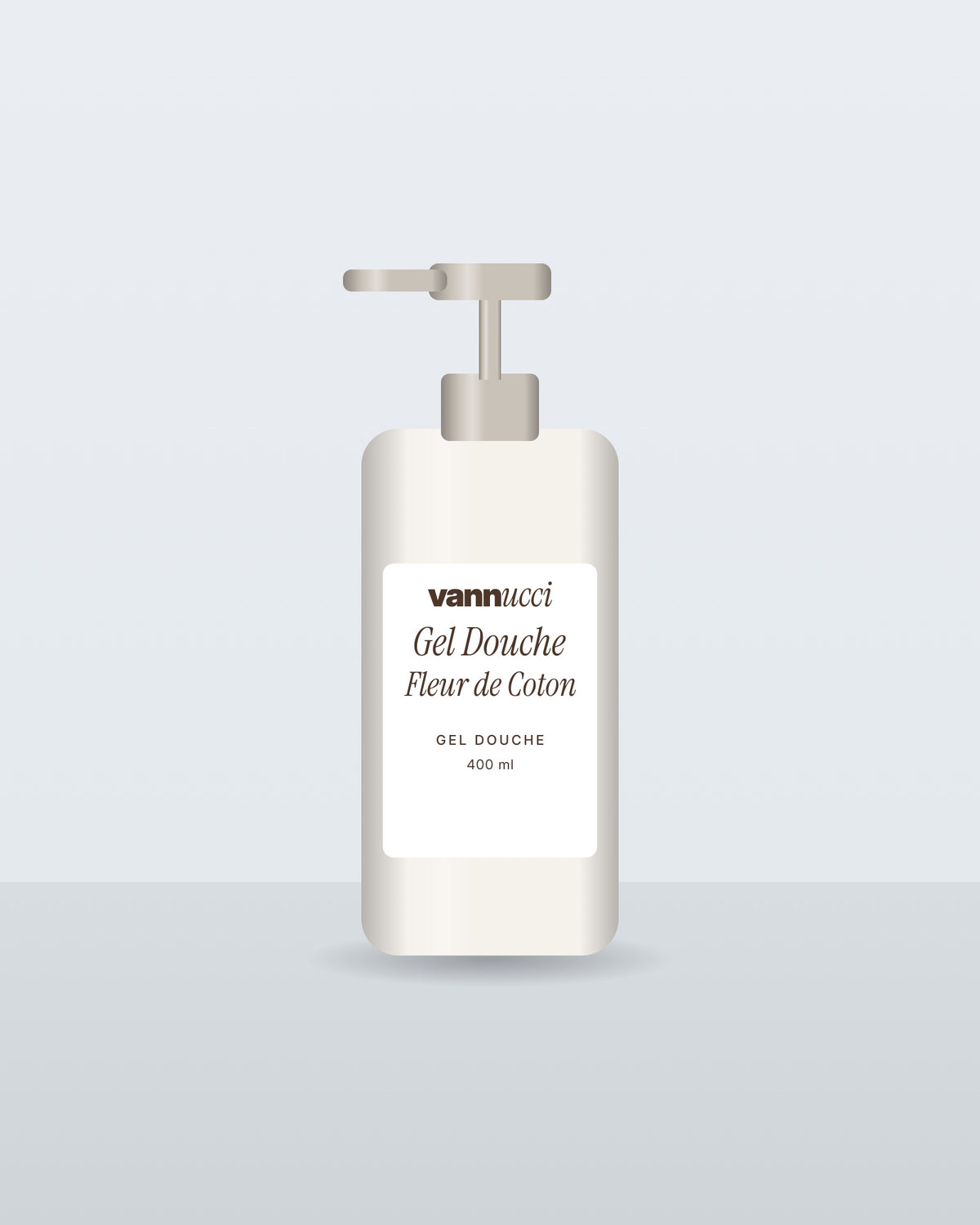 Gel Douche Fleur de Coton Vannucci, flacon pompe sur fond clair