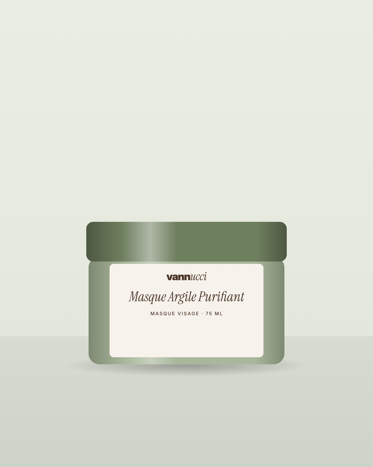 Masque Argile Purifiant Vannucci, pot sur fond clair