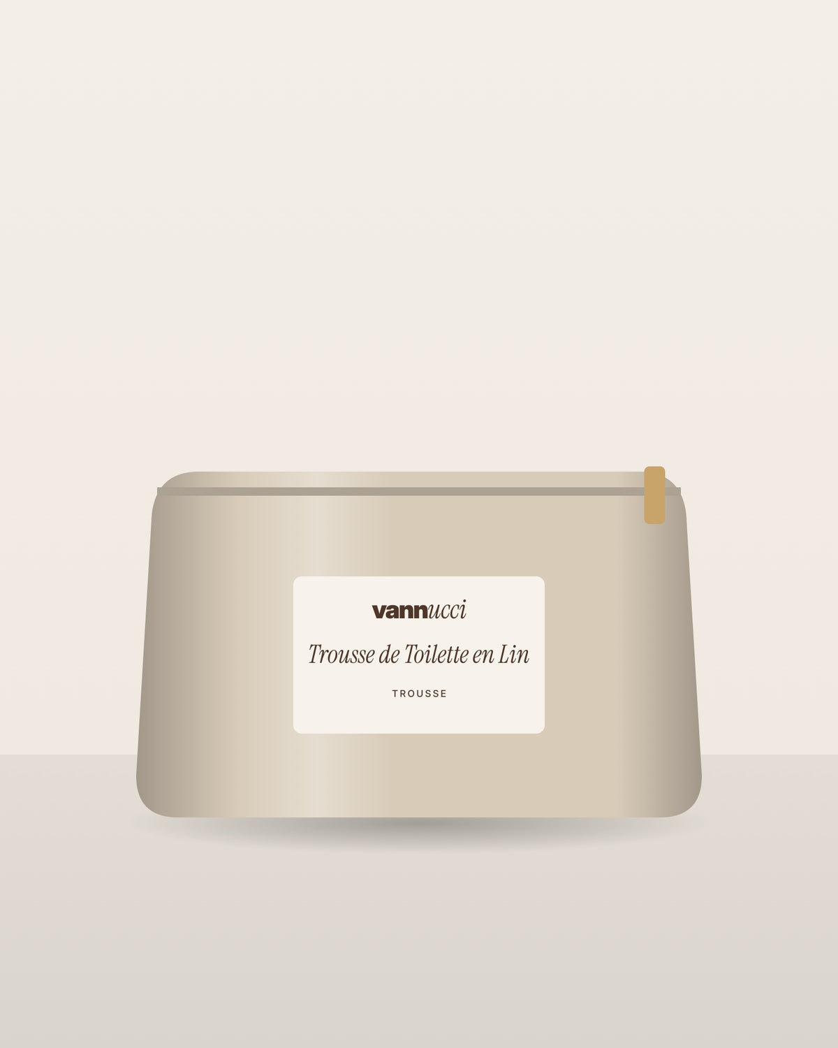Trousse de Toilette en Lin Vannucci, trousse sur fond clair